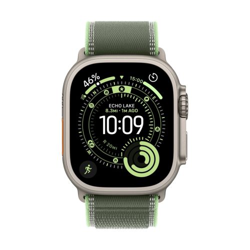 Apple Watch 49mm Green/Neon Trail Loop - S/M - Natural Titanium Finish