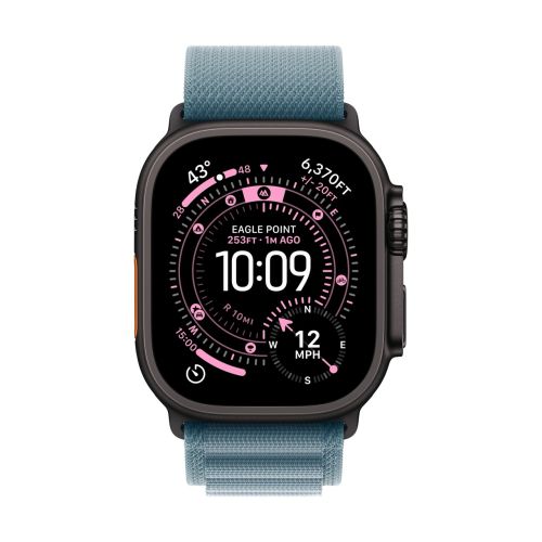 Apple Watch 49mm Light Blue Alpine Loop - Medium - Black Titanium Finish