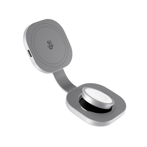Epico UltraBase EF35 Qi2 (25W) MagSafe Compatible Foldable 2-in-1 Wireless Charger - Silver