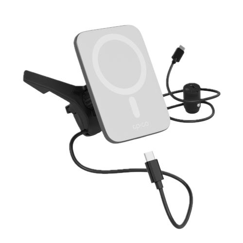 Epico Mag+ Ultrathin Car Charger (Qi2) - Silver/White