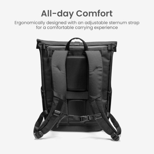 TomToc Navigator T61 Rolltop Backpack - Black