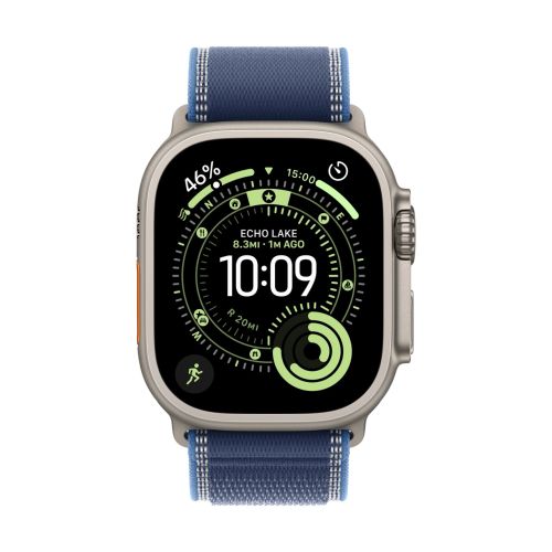 Apple Watch 49mm Blue/Bright Blue Trail Loop - M/L - Natural Titanium Finish
